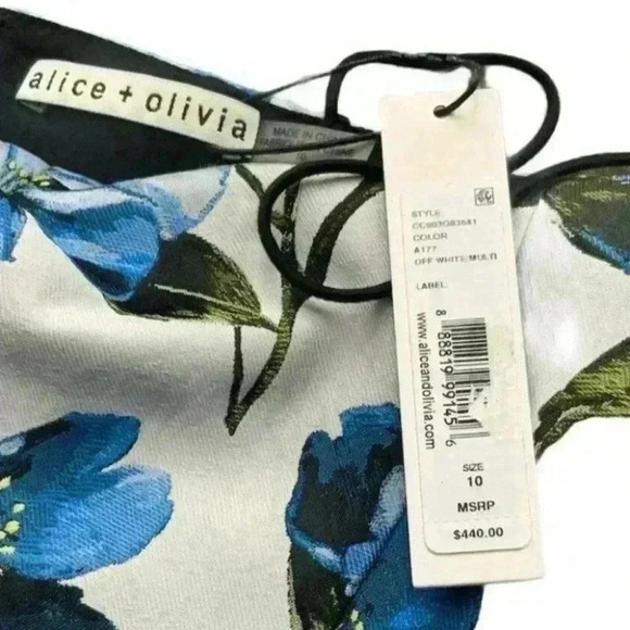 Alice + Olivia Tayla Floral Jacquard Paneled Floral Multicolor Mini Lined Dress - Picture 8 of 9